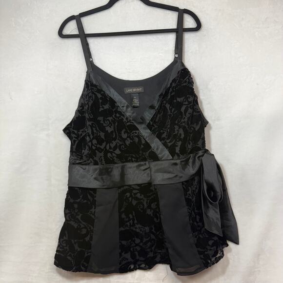 Lane Bryant 28 Surplice Top Velvet Burnout Paisley‎ Satin Babydoll Whimsigoth - Picture 2 of 11